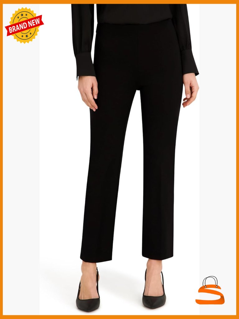 Stretch Pull-On Straight Leg Ankle Pants With Slant Pockets